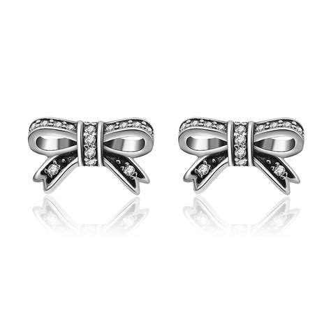 Silver Bow Cut Out Stud Earring Wholesale Fashion Jewelry Jr