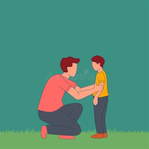 Simple Vector Illustration Of A Young Father Giving Some Wise Advice