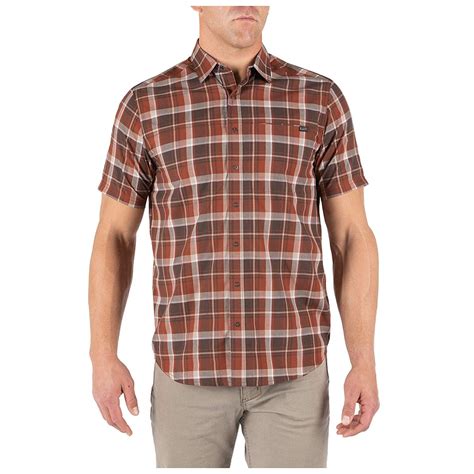 511 Tactical Mens Hunter Plaid Short Sleeve Button Up Shirt Style