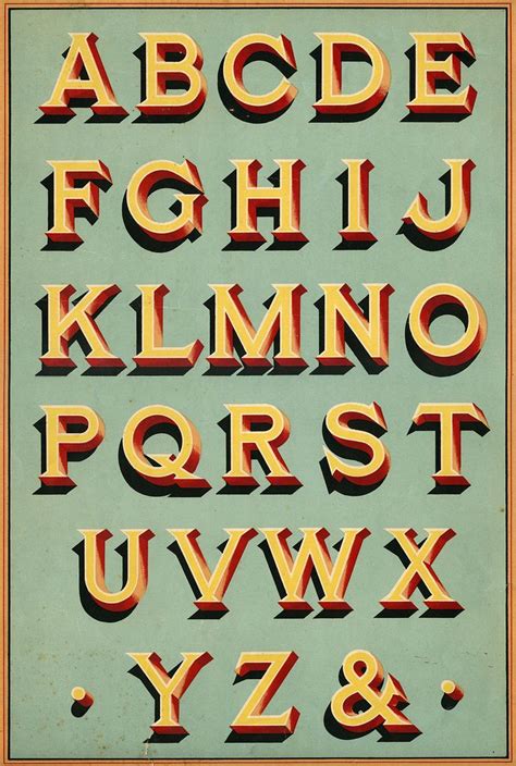 Sign Writing Lettering Type Alphabet Colour Vintage Shadow
