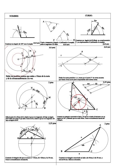 Dibujo TÉcnico 1º Bachillerato Examen Triángulos Y Solución