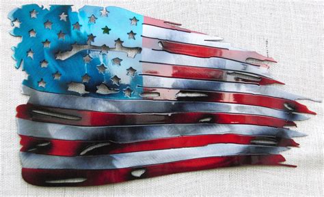 American Flag Distressed Metal Art Wall Hanging Etsy