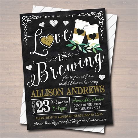 Love Is Brewing Bridal Couples Shower Tea Coffee Party Wedding Chalk