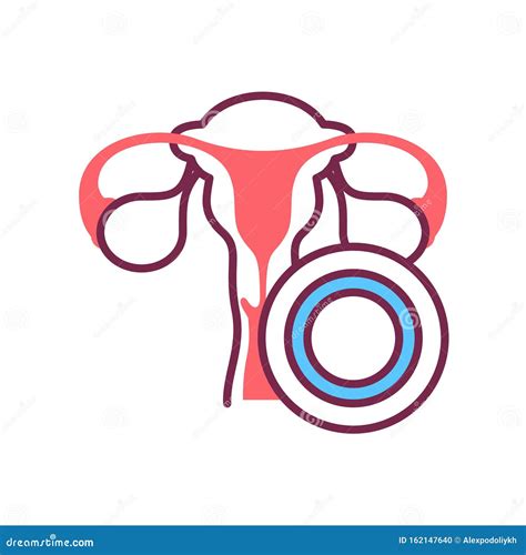 Icono De La Línea De Color Del Anillo Hormonal Anticonceptivo Utero Y Método Anticonceptivo