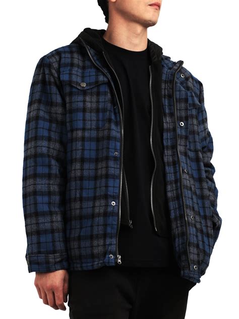 Ma Croix Mens Quilted Lined Flannel Shirt Hooded Winter Lumberjack