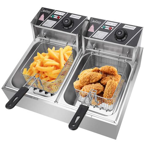French Fries Electric Deep Fryer Wbasket And Lidcommercial Stainless