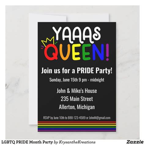 lgbtq pride month party invitation zazzle party invitations coming out party welcome home