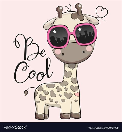 Cute Giraffe With Sun Glasses Royalty Free Vector Image