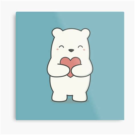 Kawaii Cute Adorable Polar Bear Metal Print By Wordsberry Redbubble