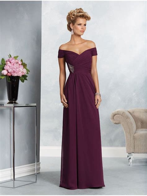 Chiffon Off The Shoulder Long Mother Of The Bride Dresses 907008