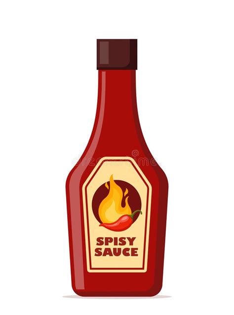 Spicy Sauce In Red Bottle Ketchup Hot Tomato And Chili Sauce In Bottle Red Chili Pepper And