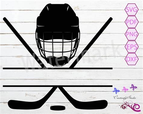 Hockey Split Monogram Svg Hockey Stick Hockey Helmet Play Hockey