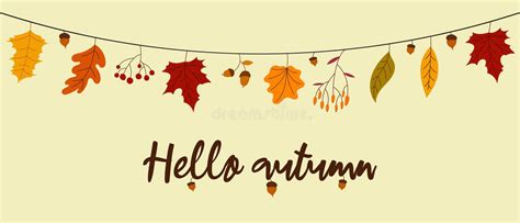 Hello Autumn Concept Colorful Leaves Autumn Leaves Decoration Garland