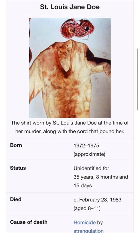 Idaia Cares The St Louis Jane Doe Is An Unidentified