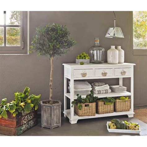 White Console Table With 3 Drawers and 3 Baskets Basse ... Position one behind the sectional to house a table lamp for illumination while.