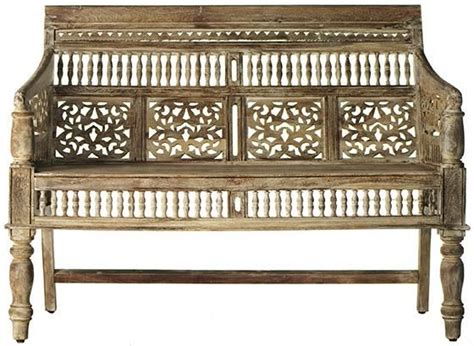 Hand Carved Rajasthan Settee Entryway Furniture White Furniture