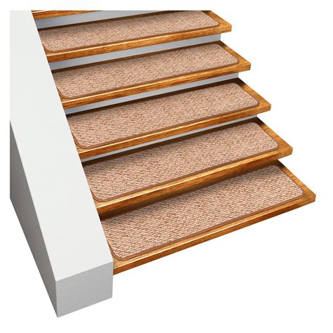 Set Of 15 Skid Resistant Carpet Stair Treads Praline Brown 8 Inches