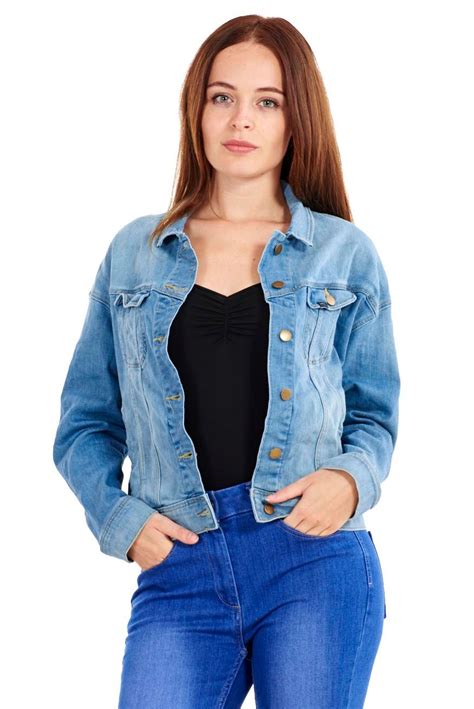 Ladies Denim Jacket Blue Womens Jeans Casual Grey Xs Small Medium
