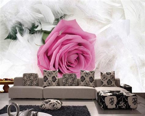 Beibehang Photo Wallpaper 3d Stereo Rose Feather Decorative Painting