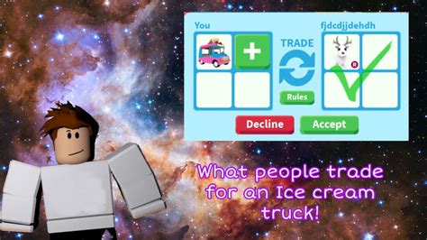 Use the id to listen to the song in roblox games. What people trade for an ice cream truck/roblox adopt me ...