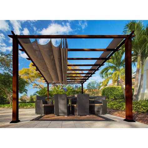 You can easily move this canopy as the sun moves. Paragon Outdoor Paragon 11 ft. x 16 ft. Aluminum Pergola ...