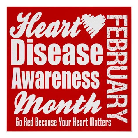 Go Red Heart Disease Awareness Month Poster Heart