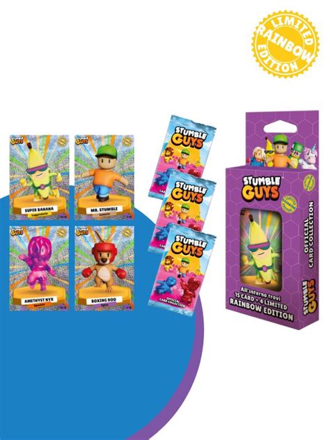 stumble guys official card collectionlimited rainbow edition 4 pack set shop diramix