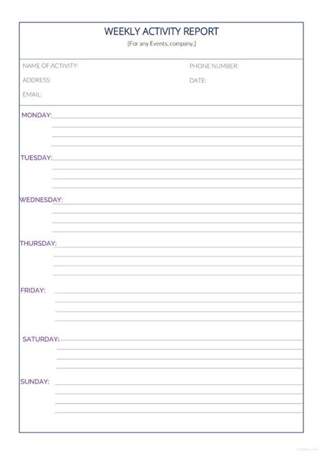 36 Weekly Activity Report Templates Pdf Doc