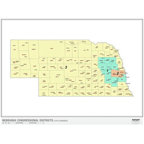 Nebraska 2022 Congressional Districts Wall Map By Mapshop The Map Shop