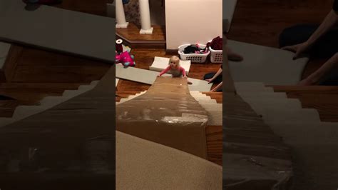 Mila Sliding Down Home Made Cardboard Slide On Stair Way Steps Indoor
