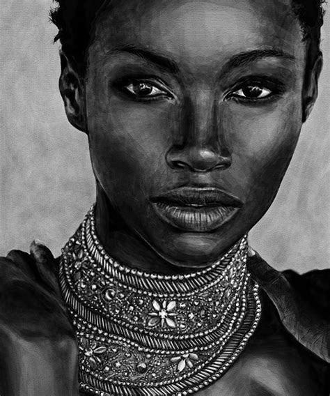 Black And White Portrait Of Beautiful African Woman Digital Etsy In