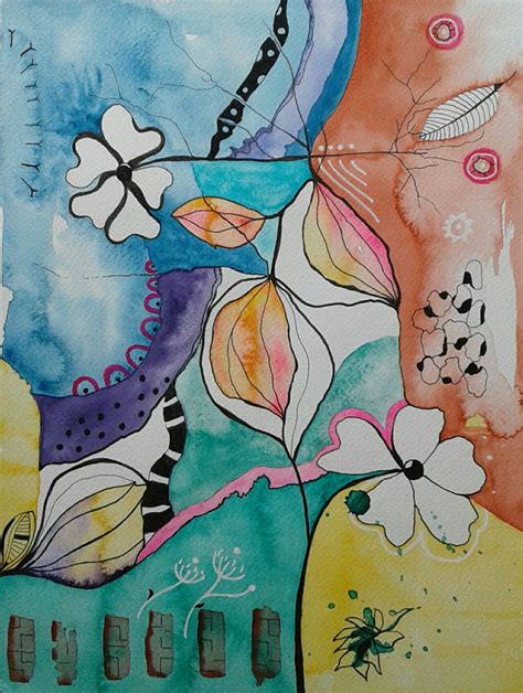 Watercolor And Ink Pastel Painting Floral Painting Floral Art