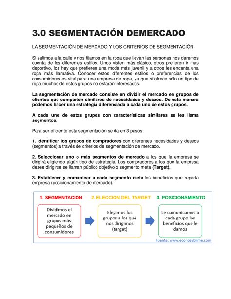 Segmentacion De Mercadosdocx Segmentacin Demercado La Segmentaci N De Mercado Y Los