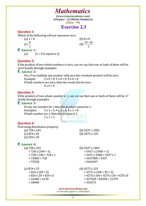 NCERT Solutions for class 6 Maths chapter 2 Whole numbers | Class 6