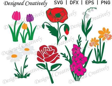 Blume SVG Bundle Blumen SVG Rose SVG Tulpe Svg Mohn Svg Etsy De