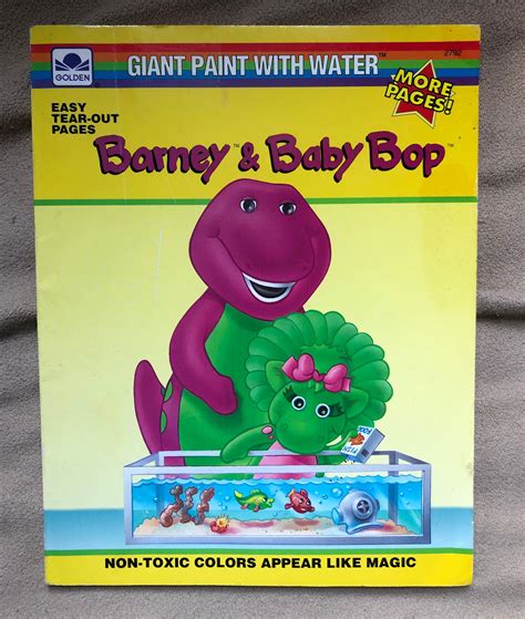 Vintage 1994 Barney And Baby Bop Paint With Water Book Golden Etsy