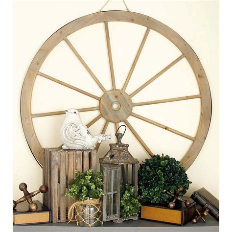 45 In Western Inspired Brown Wood Wagon Wheel Wall Decor 52290 The