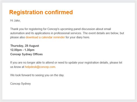 Sign Up Confirmation Email Template