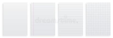 Set Realistic Clean Papers Blank Page Notepad With Lines Isolated Dots