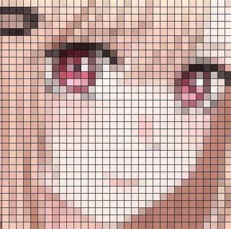The Face Of A Woman With Red Eyes And Pink Cheeks Is Made Up Of Squares