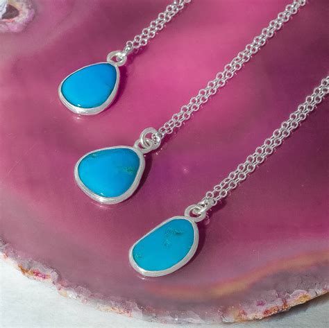 Silver Turquoise December Birthstone Necklace Pendant By Embers