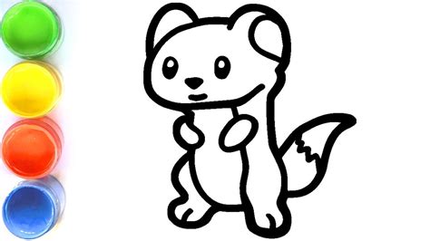 Super Cute Weasel Cartoon Coloring And Drawing For Kids Toddlers