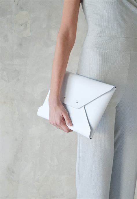 White Leather Clutch Bag