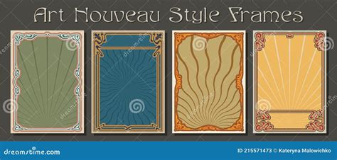 Art Nouveau Style Frame Set Stock Vector Illustration Of Concept