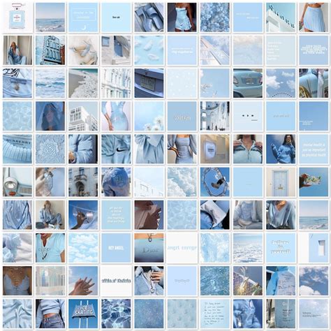 Light Blue Photo Collage Kit Pastel Blue Aesthetic Etsy