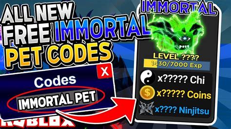 Secret Immortal Pet Update Codes In Ninja Legends Roblox Youtube