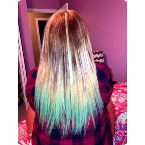 Brown Blonde Ombré With Turquoise Hair Chalked Tips With