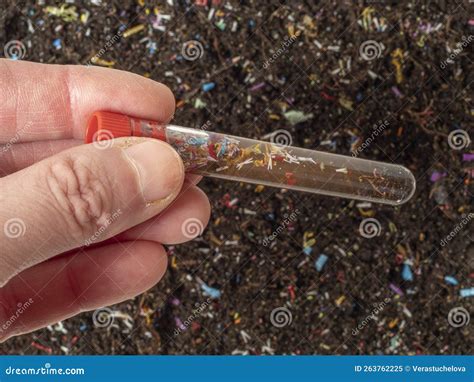 Microplastics In Soil A Test Tube With Soil Sample Stock Image Image