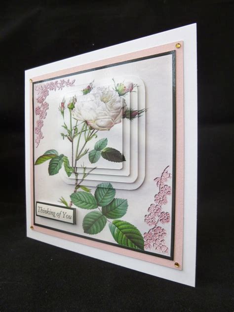 Roses Thinking Of You Card White Rose With Sympathy 3d Etsy