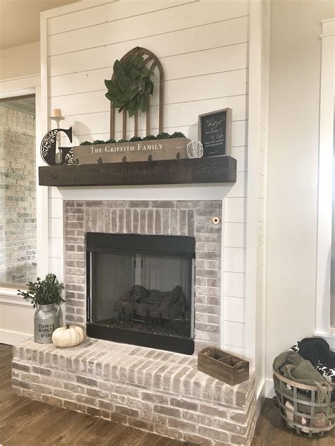 Shiplap Fireplace With Brick Surround And Hearth House Brick